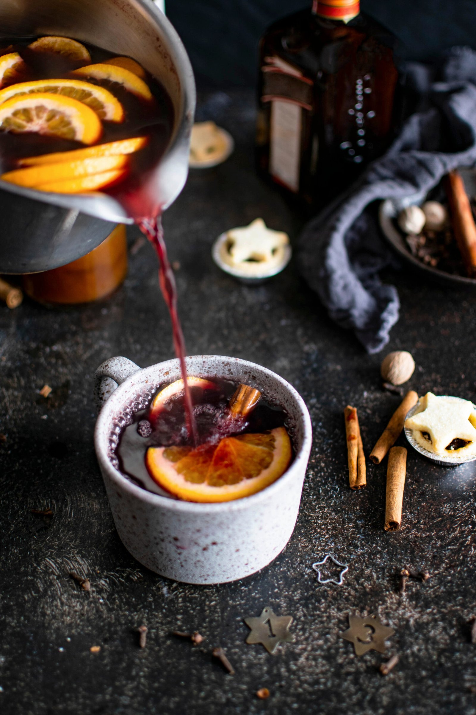 Festive holiday mulled wine in a mug